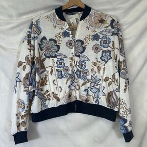 NWT Annabelle Womens Floral Lightweight Jacket Full Zip Boho Small Zip Pockets